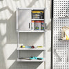 Chic Metal Wall Cabinet Garage Storage Cabinet w/3 Adjustable Shelves-Grey