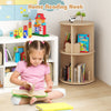 Round Spinning Corner Bookcase w/Bear Baffles Natural