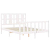 Lechnical BQ Bed Frame with Headboard White 120 x 200 in Solid Wood, Bed M3Q0