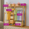Neo Natural Bamboo Freestanding Open Clothes Rack Rail Storage Shelf Coat Stand
