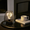 Set of 2 Iron Cage Cordless Table Lamp Sofa Side Bedside Night Light Edison Bulb