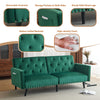 3 Seater Click Clack Sofa Velvet Mid Century Modern Couch with Solid Wooden Legs