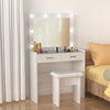 Dressing Table Makeup Desk Vanity Set with LED Mirror & Stool - Glass Top Khfoga