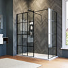 Walk In Shower Enclosure And Anti-slip Tray Black Grid 8mm Clear Glass Cubicle