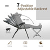 Set of 2 Folding Camping Chairs & Ottoman 7-Position Adjustable Recliner Chair