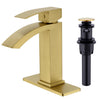 Bathroom Brass Basin Mixer Taps Waterfall Spout Sink Faucet Set With Sink Drain