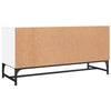 White Engineered Wood TV Cabinet with Glass Doors - Media Unit/Stand for R0O1
