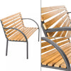 Wooden Garden Bench Seat Steel Wood Balcony Outdoor Weatherproof Furniture New