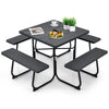 8 person Square Picnic Table Bench SetOutdoor Circular Picnic Table W/4 Benches