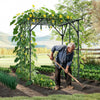PE-Coated Metal Yard Lawn Arbor Pergola Large Garden Arch Trellis-Black
