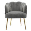 Matte Velvet Armchair Scallop Wing Back Tub Seat Accent Chair w/Gold Metal Legs