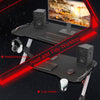 Computer Gaming Desk PC Table Metal Frame w/ LED Light Cup Holder Headphone Hook