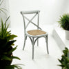 Grey Cross Back Dining Chair Set of 2 Comfortable & Stylish Wooden Home Cafe