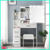Vanity Dressing Table Set Makeup Desk Mirror & Stool Shelves 3 Color LED Lighted
