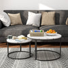 Coffee Table Set of 2 Nesting Accent Tables White Marble Top Stacking Side Desk