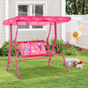 Kids Outdoor Mini Swing w/ Safety Belts & Adjustable Canopy-Pink