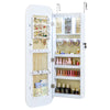 6 LEDs Mirror Jewelry Cabinet with Storage Shelves-White