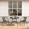Black Garden Table 80cm Square Desk Patio Outdoor BBQ Dining Table &Parasol Hole