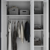 Matte 3 Door Wardrobe White Storage Cupboard with Shelves Rail Bedroom Furniture