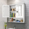 Bathroom Mirror Cabinet Wall Mounted Storage Unit MDF Wooden Shelves Vanity UK