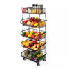2-6 Tier Vegetable Fruit Trolley Cart Kitchen Rack Storage Basket Holder Shelf