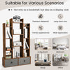 Costway 12 Tier Bookshelf Open Storage Wood Bookcase Organizer Display Shelf