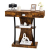 T-Shaped Industrial Console Table Narrow Sofa Side Table Entryway Display Shlves