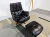 DFS Adstock Black Leather Electric Incline Swivel Chair & Footstool RRP £1559