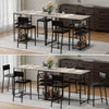 Bar Table Set for 2, Dining Counter Height Table with Storage Shelves and Chairs