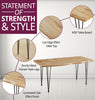 Dining Table, Live Edge Effect Top Kitchen Table, 1.6m Wooden Table, Metal Legs