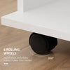 Mobile Open Wardrobe Storage Shelves w/6 Wheels Clothes Hanging Rail White