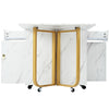 Folding Dining Table Kitchen Rolling Drop Leaf Table with Storage Cupboard