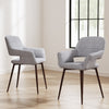 Grey Linen Dining Chairs 2PC/Set Kitchen Leisure Seat w/Wooden Legs Accent Chair