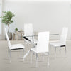 Modern Glass Dining Table Geometric Metal Base Kitchen Leather 2/4 Chairs Option