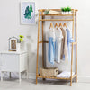 Bamboo Folding Clothes Rail 2 Tiers Hooks Bags Coat Stand Hanger Hallway Bedroom