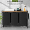 3 Compartment Black Steel MDF Laundry Basket with Removable Bags Organizer