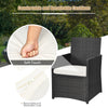 Space-saving Outdoor Conversation Set w/ Tempered Coffee Table-White