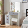 White Large Dressing Table Set with LED Lighted Mirror Vanity Makeup Desk,Stool