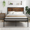 Double Size Metal Bed Frame Industrial Platform Bed w/ 9 Support Legs Noise Free