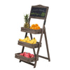 3-Tier Wood A-Frame Sidewalk Menu Chalkboard Sign with Display Shelf Plant Stand