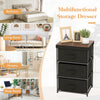 Bedroom Nightstand Fabric Storage Dresser Home Organizer Unit w/3 Drawers Black