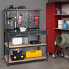 Metal Work Bench Garage Worktable Storage Table W/ Pegboard Shelves & Drawers
