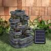 Garden Water Feature Outdoor Solar Power Cascading Water Fountain with LED Light