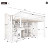 3FT KIDS BED HIGH SLEEPER CABIN LOFT BED WITH DESK, WARDROBE AND STORAGE STAIRS