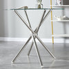 Round Glass Home Kitchen Table with Stainless Steel Metal Legs Dining Table