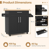 Kitchen Island on Wheels Storage Trolley Cart Drawer Shelves Spice Rack Black