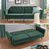 3 Seater Sofa Bed Green Velvet Button Back - Victoria