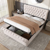 Double Ottoman Bed Frame, 4ft6 Gas Lift Storage Bed with Headboard Velvet Fabric