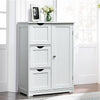 Storage Cabinet Bathroom Floor Cabinet Freestanding Storage Cupboard w/ 3 Drawer