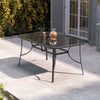 Black Tempered Glass Garden Dining Table Outdoor Large Coffee Table+Parasol Hole
